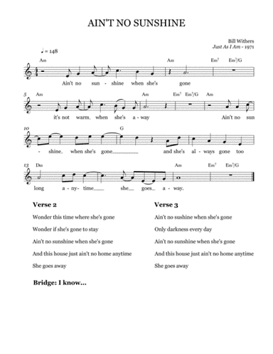 Ain't No Sunshine (arr. Brock Chart)