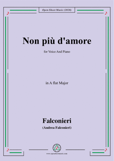 Falconieri-Non più d'amore,in A flat Major,for Voice and Piano (arr. MSM)