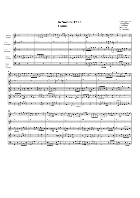 In Nomine no.17 a5 (arrangement for 5 recorders) (arrangement for 5 recorders) (arr. Gil Garty)