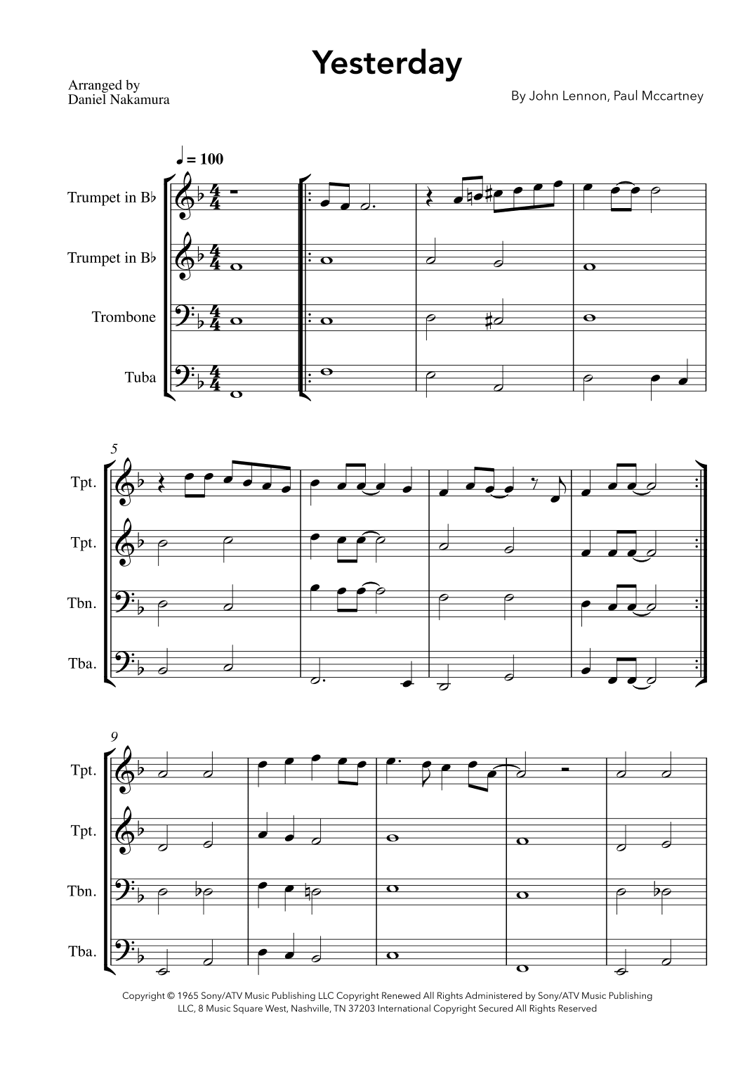 Yesterday (arr. Daniel Nakamura)