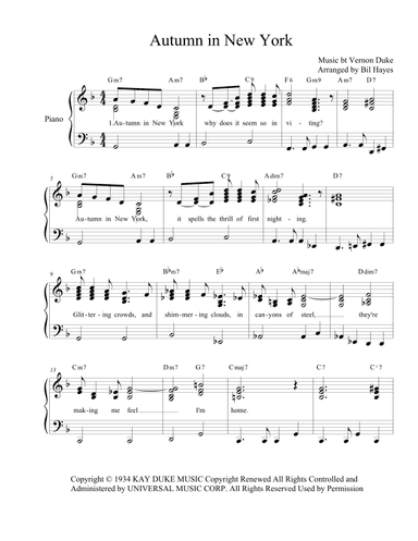 Autumn In New York (arr. Bill Hayes)