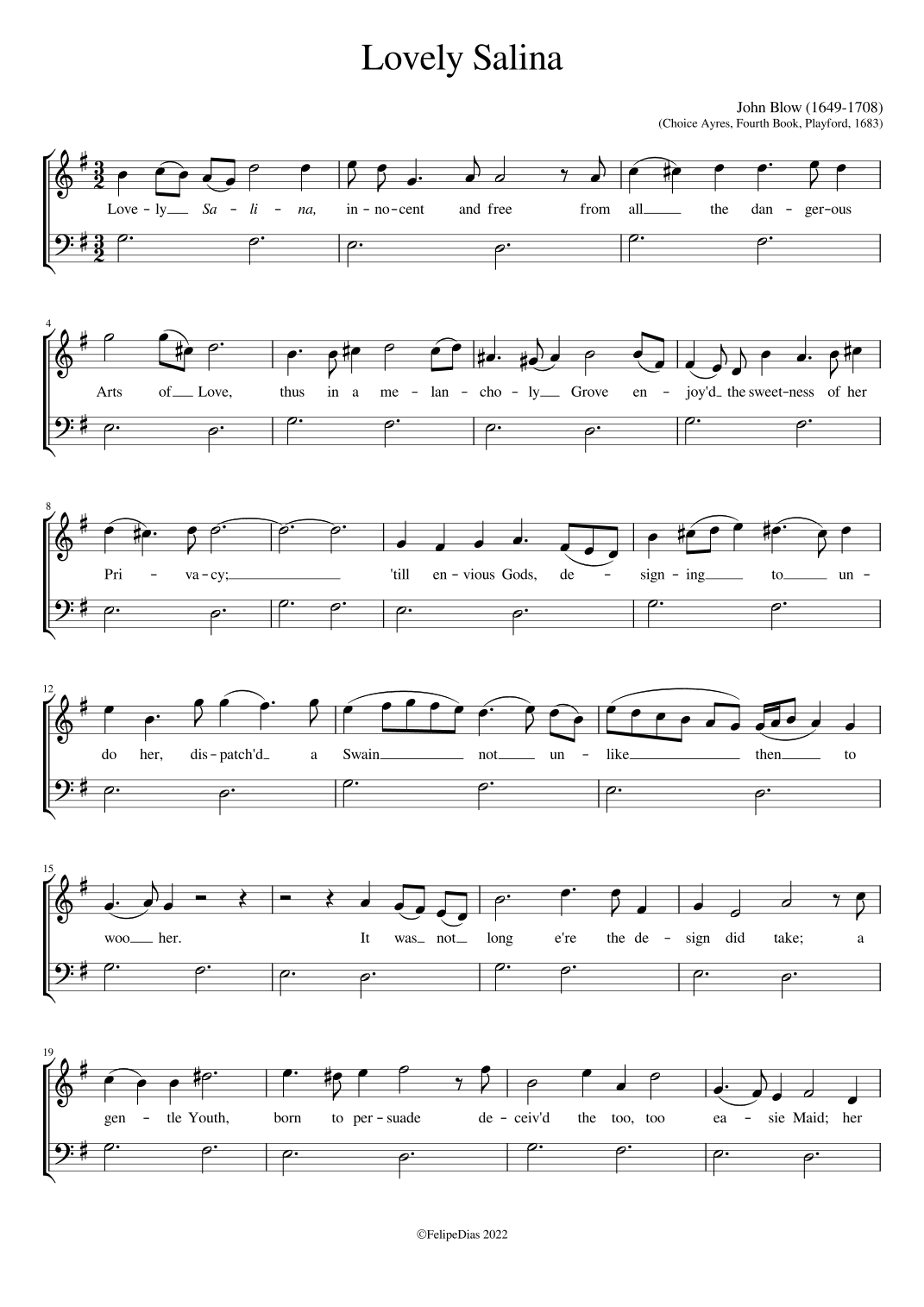 Lovely Salina (arr. Early Music Scores)
