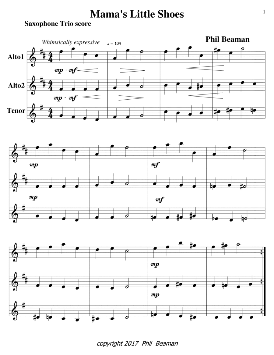 Mama's Little Shoes-saxophone trio 1