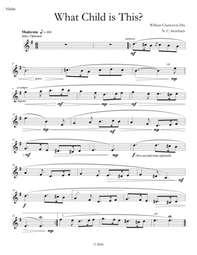 What Child Is This Solo Violin (arr. Nicholas Steinbach)