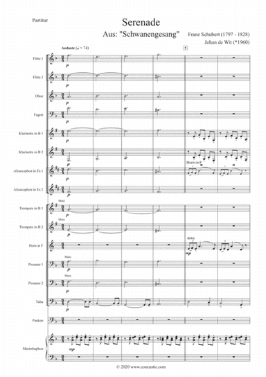 Serenade aus Schwanengesang - Franz Schubert arrangiert für Sinfonisches Bläserensemble (arr. Johan de Wit)