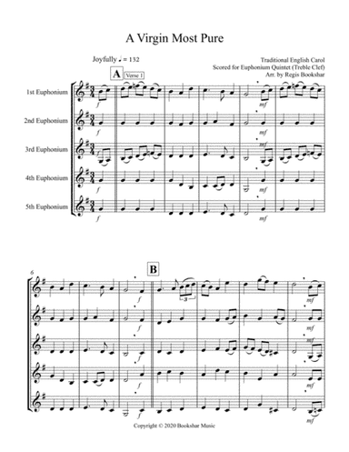 A Virgin Most Pure (Euphonium Quintet - Treble Clef) (arr. Regis Bookshar)