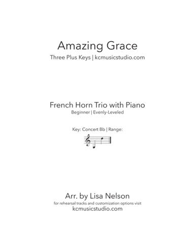 Amazing Grace - French Horn Trio with Piano Accompaniment (arr. Lisa Nelson)