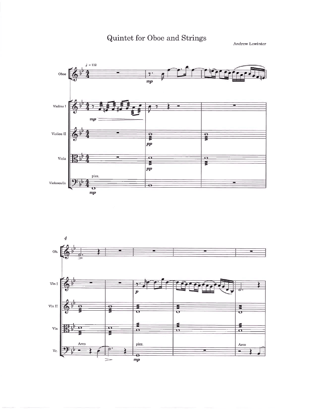 Quintet for Oboe and String Quartet