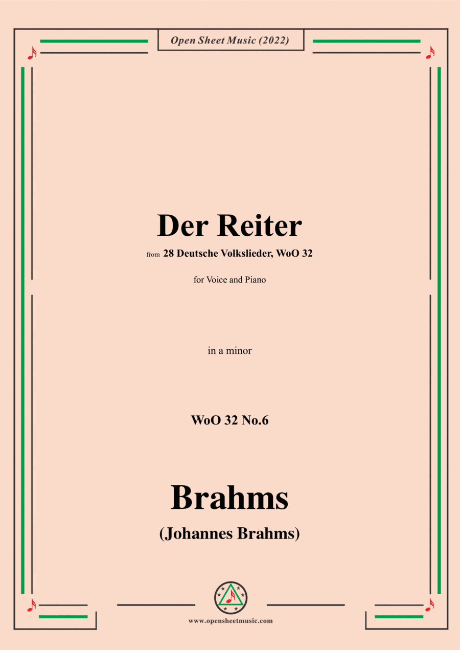 Brahms-Der Reiter,WoO 32 No.6,in a minor,for Voice and Piano (arr. Open Cloud)