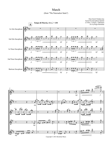 March (from "The Nutcracker Suite") (F) (Saxophone Quintet - 2 Alto, 2 Tenor, 1 Bari) (arr. Regis Bookshar)