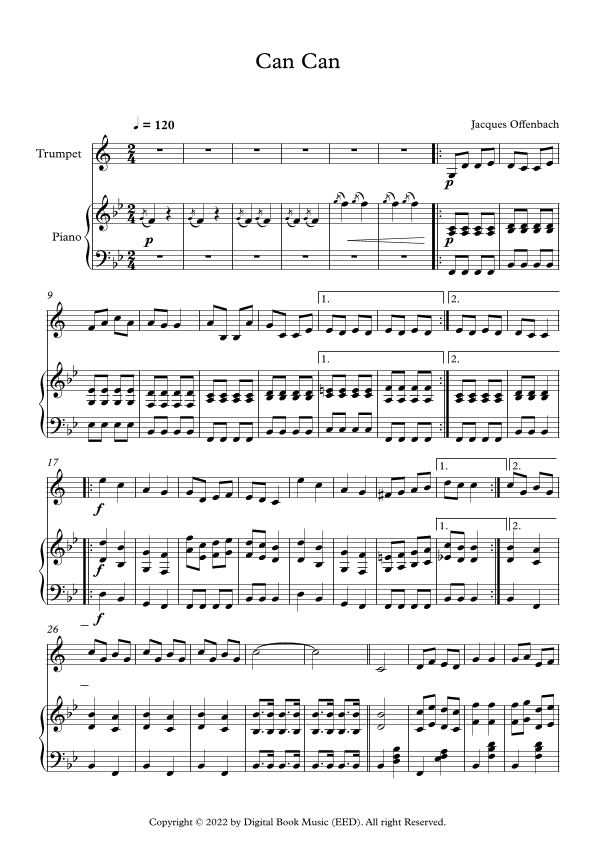 Can Can - Jacques Offenbach (Trumpet + Piano) (arr. Digital Book Music)