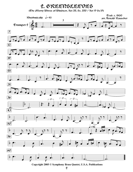 Shakespearean Music for Brass Quintet - 2. Greensleeves - The Merry Wives of Windsor/Romeo and Julie (arr. Donald Rauscher / Transcribed by R.R.Cardo)
