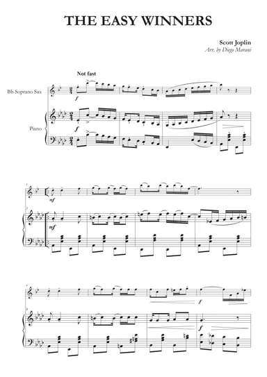 The Easy Winners for Soprano Saxophone and Piano (arr. Diego Marani)