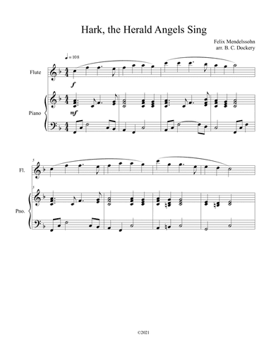 Hark, the Herald Angels Sing (Flute Solo with Piano Accompaniment) (arr. B. C. Dockery)