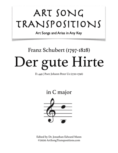 SCHUBERT: Der gute Hirte, D. 449 (transposed to C major) (arr. ArtSongTranspositions.com)