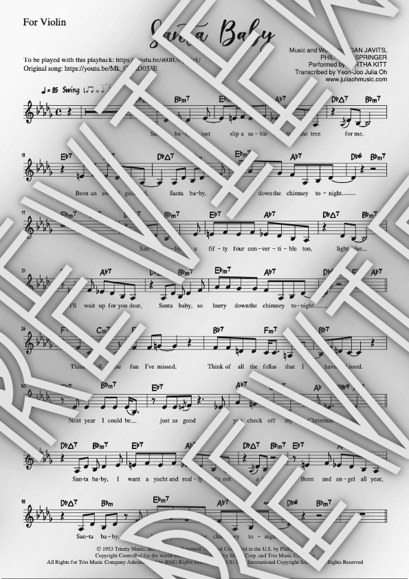 Santa Baby (arr. Julia Yeon-Joo Oh)