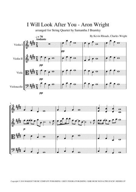I Will Look After You (arr. Samantha J Bramley - stringspirational@gmail.com)
