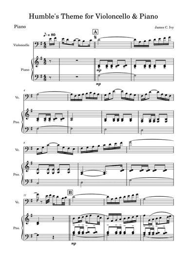 Humble's Theme For Cello and Piano