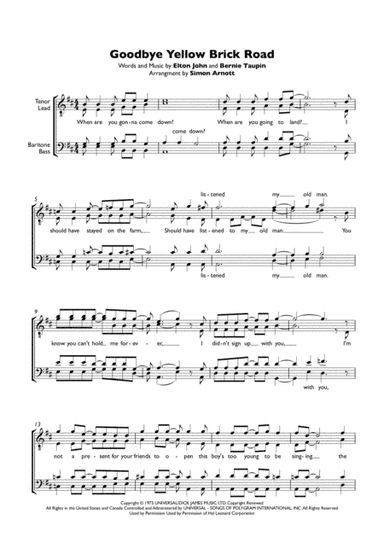 Goodbye Yellow Brick Road (arr. Simon Arnott)