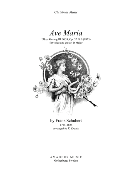 Ave Maria (Schubert) for voice and guitar (D major) (arr. K. Krantz)