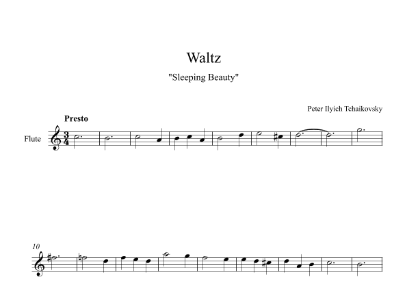 Waltz (Sleeping Beauty) - Peter Ilyich Tchaikovsky (Flute) (arr. Digital Book Music)