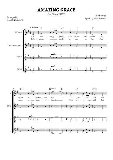 Amazing Grace (for Choral - SSTT) (arr. Daniel Nakamura)
