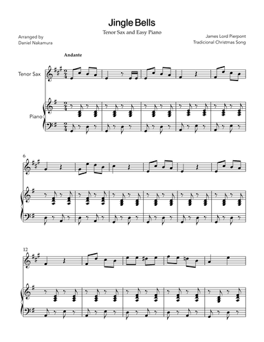 Jingle Bells (for Tenor Sax and Easy Piano) (arr. Daniel Nakamura)