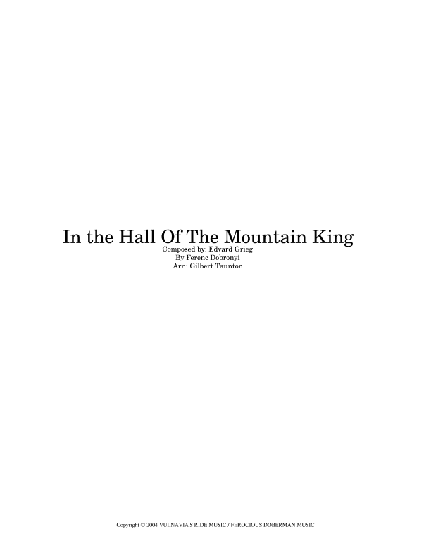 Hall Of The Mountain King (trad. Arr.) (arr. Gilbert Taunton)