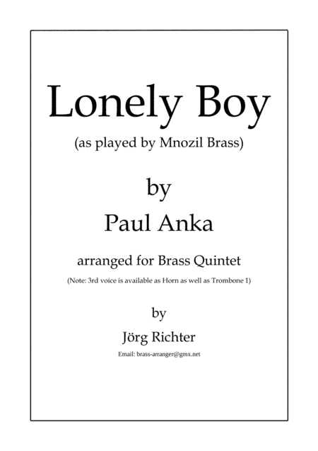 Lonely Boy (arr. Jörg Richter)