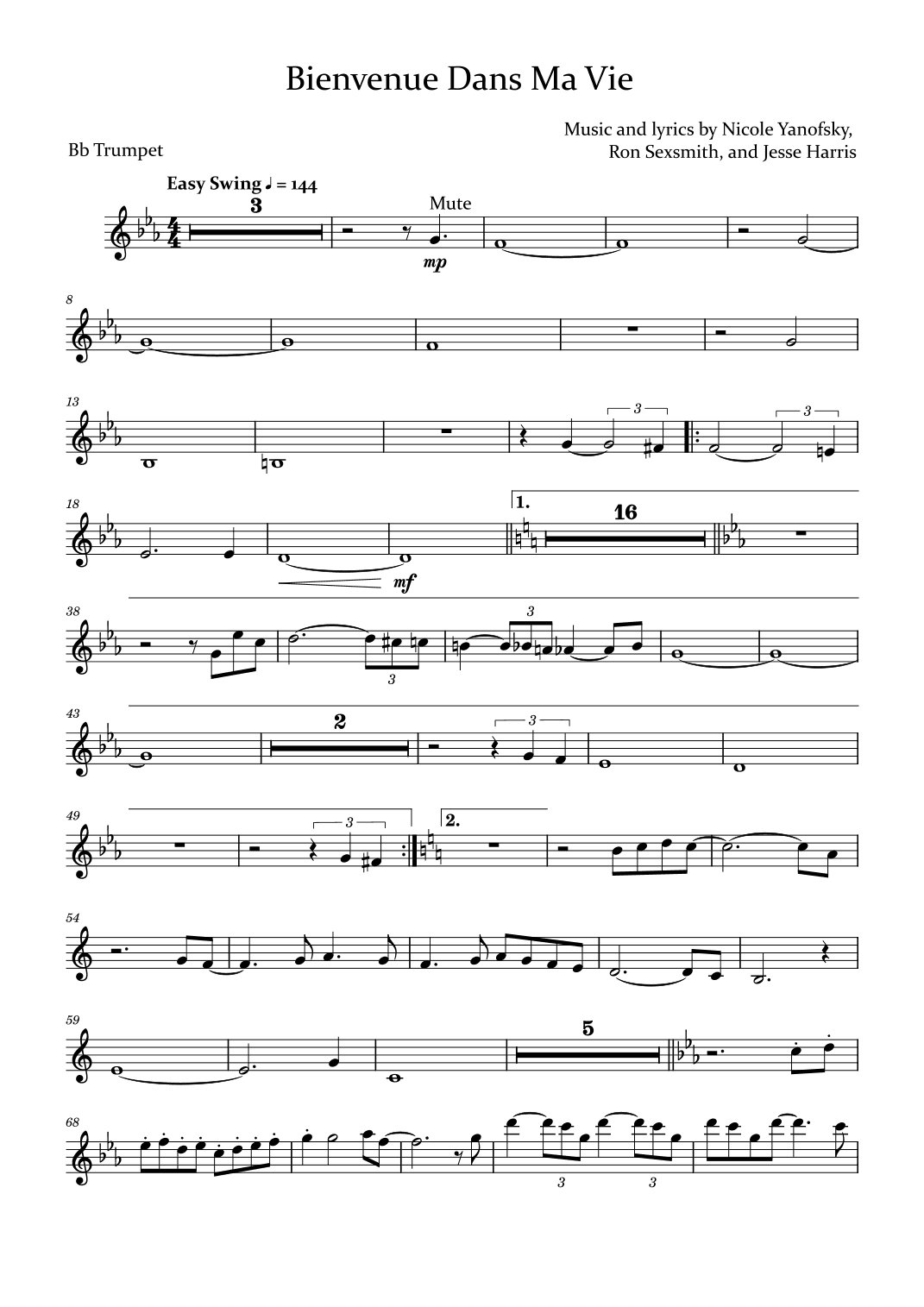 Bienvenue Dans Ma Vie (arr. David Lartey)