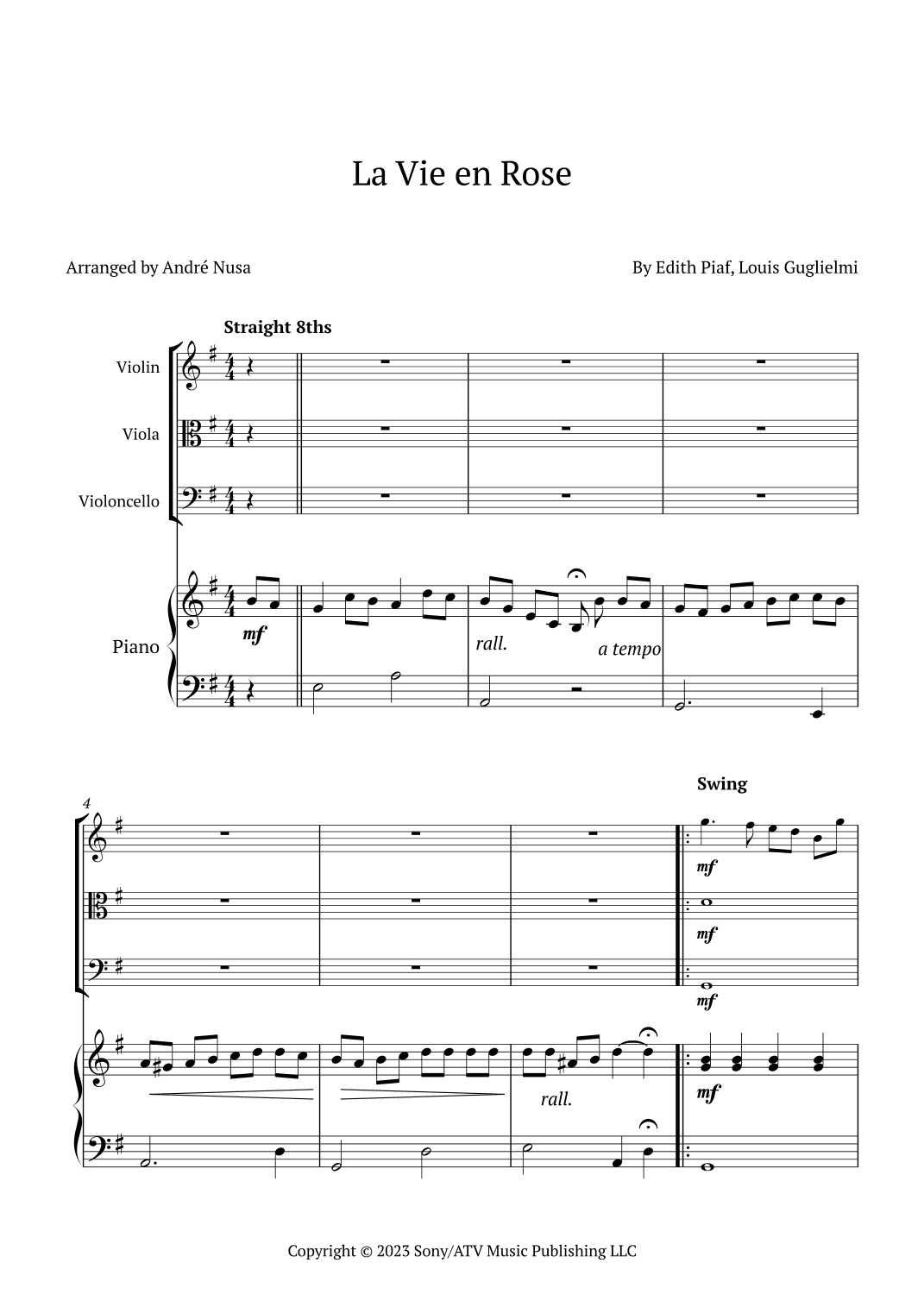 La Vie En Rose (arr. André Nusa)