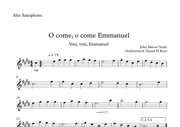 O come, o come Emmanuel - Veni, veni Emmanuel - Christmas Carol - Alto Saxophone (arr. Daniel H Rosa)