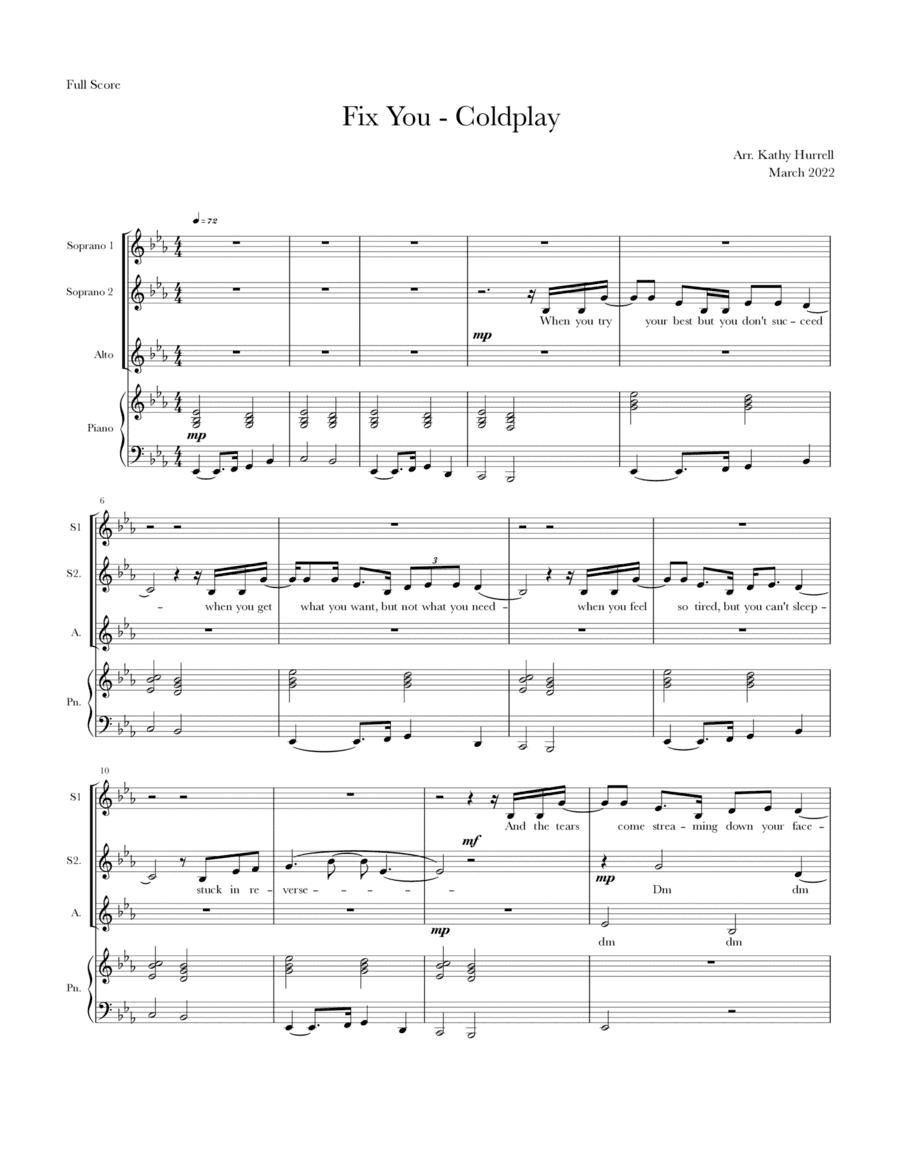 Fix You (arr. Kathy Hurrell)
