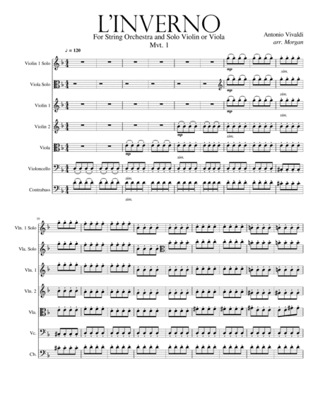 Vivaldi's L'Inverno for Solo Violin or Viola and String Orchestra (d minor version) (arr. Heather Morgan)