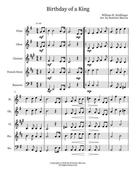 Birthday of a King (arr. Dominic Meccia)