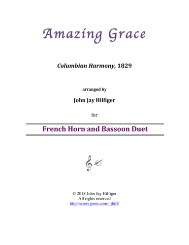 Amazing Grace for Horn and Bassoon (arr. John Jay Hilfiger)