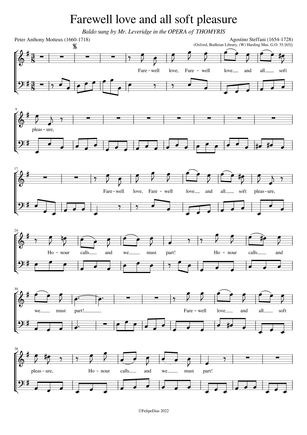 Farewell love and all soft pleasure (arr. Early Music Scores)