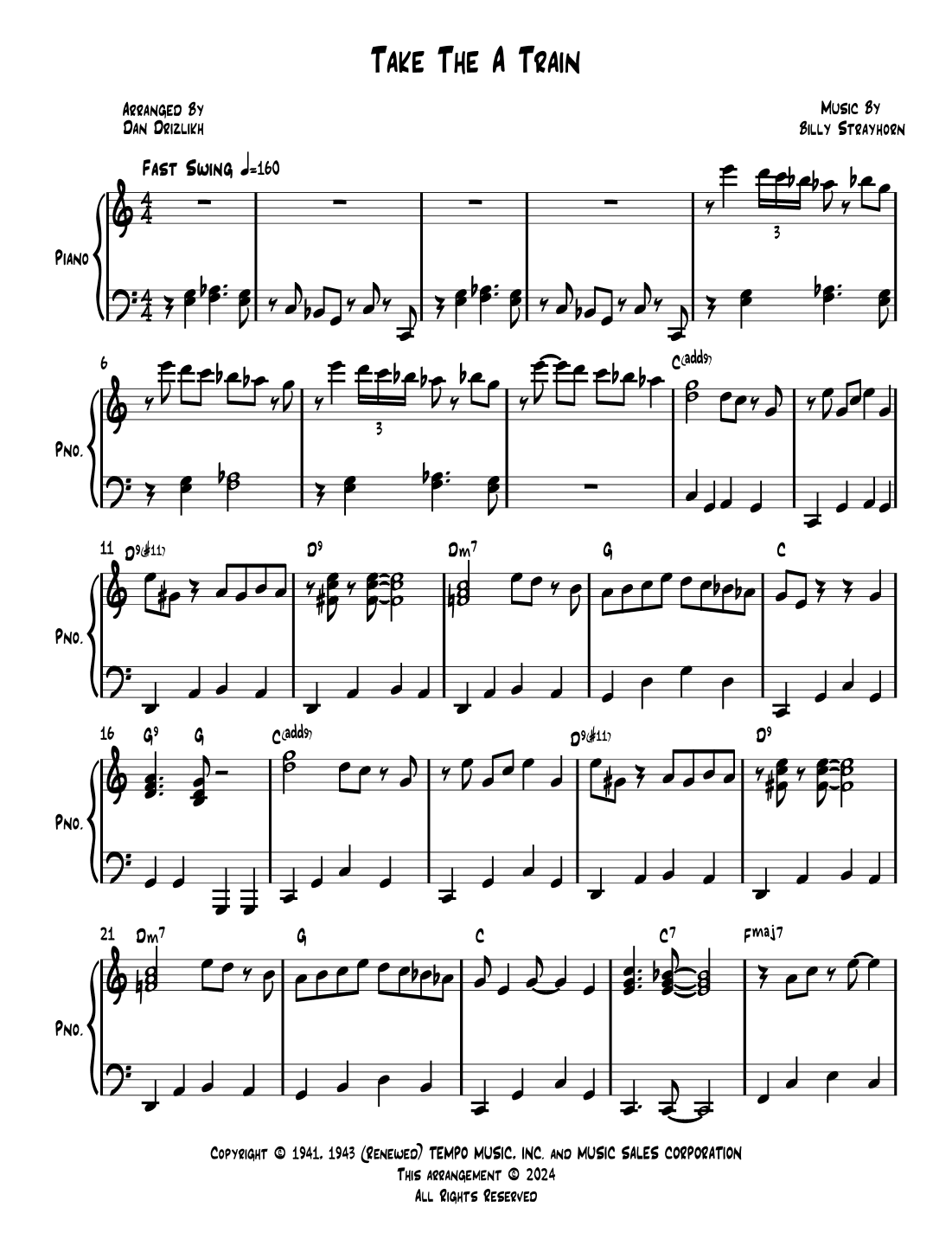 Take The "a" Train (arr. Dan Drizlikh)