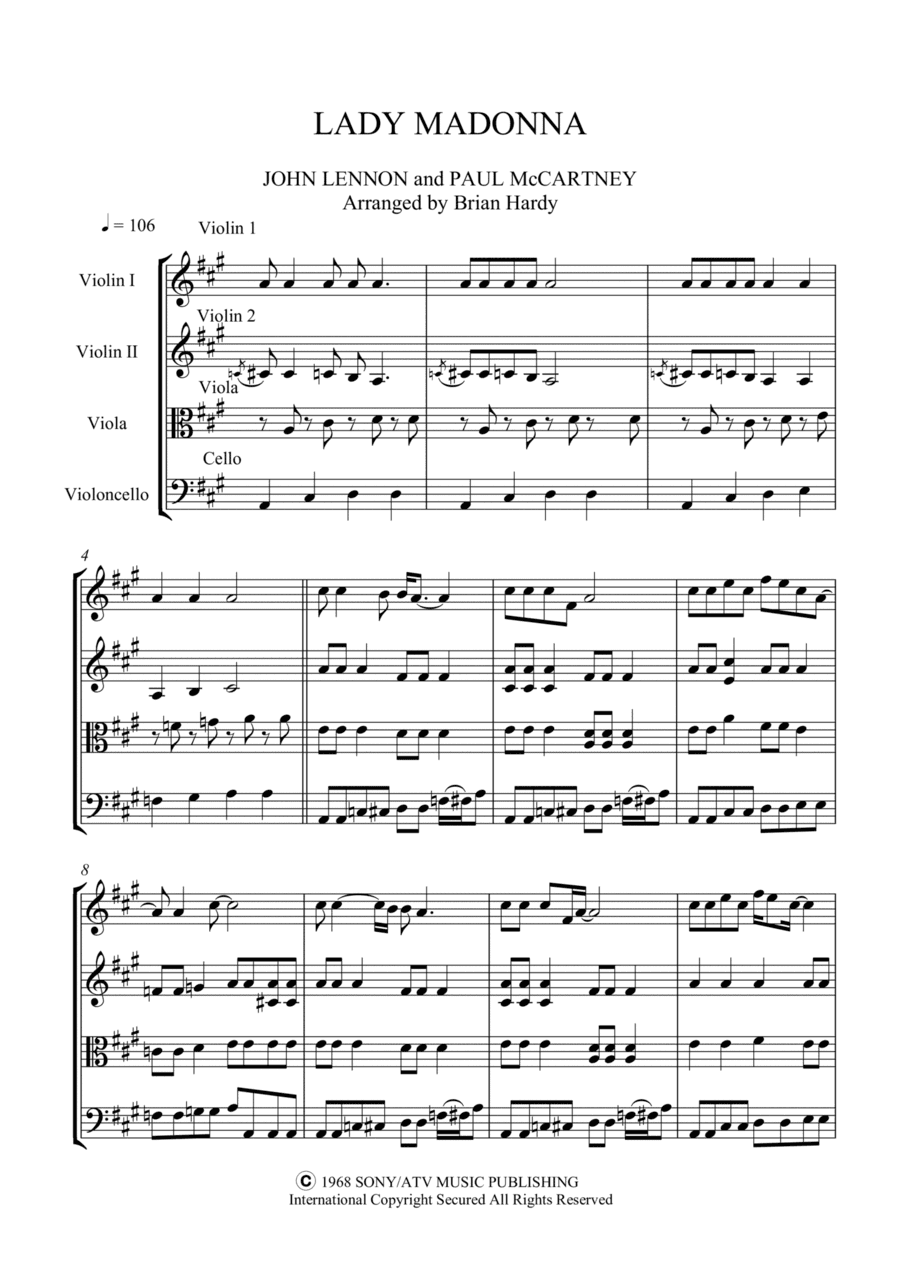 Lady Madonna (arr. Brian Hardy, Bacchus Quartet)