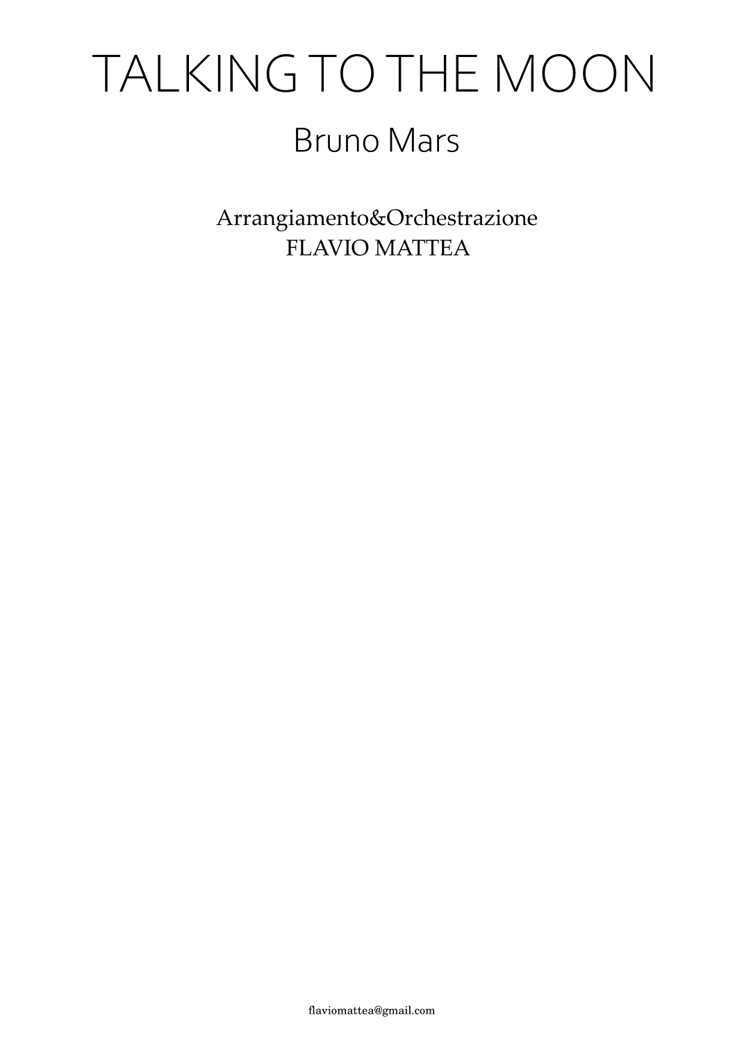 Talking To The Moon - Score Only (arr. FLAVIO MATTEA)