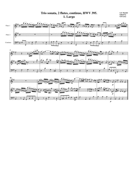 Trio sonata, HWV 395 for 2 flutes and continuo in e minor (arr. Gil Garty)