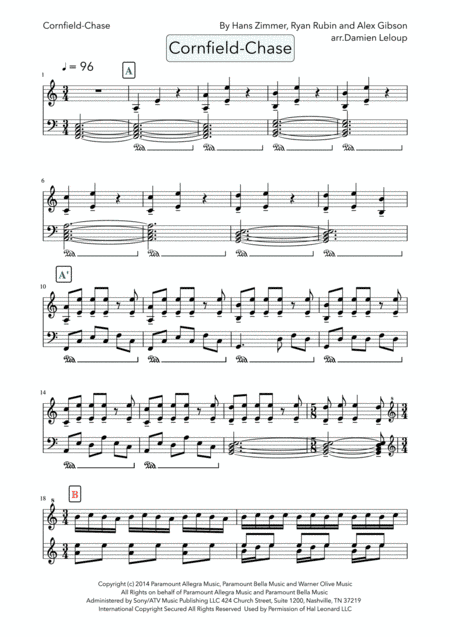 Cornfield Chase from the Paramount Pictures film INTERSTELLAR (arr. Damien LELOUP)