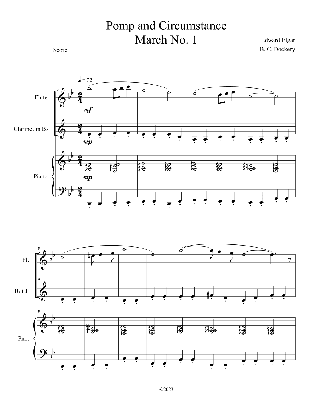 Pomp and Circumstance (Flute and Clarinet Duet with Piano Accompaniment) (arr. B. C. Dockery)