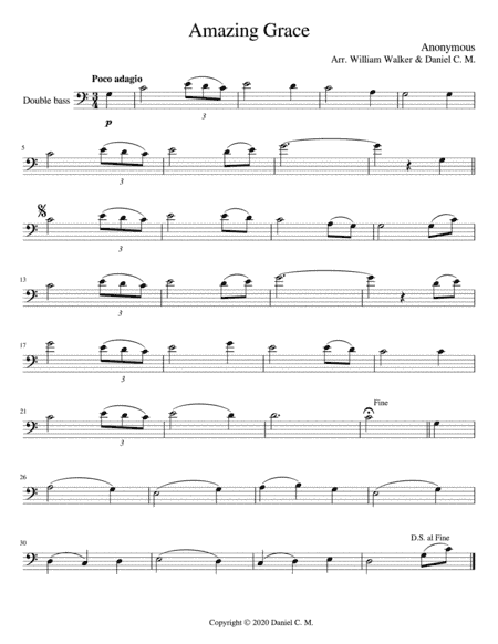 Amazing Grace (double bass and piano) (arr. Daniel C. M.)