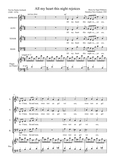 All My Heart This Night Rejoices, for SATB choir and piano (or organ)