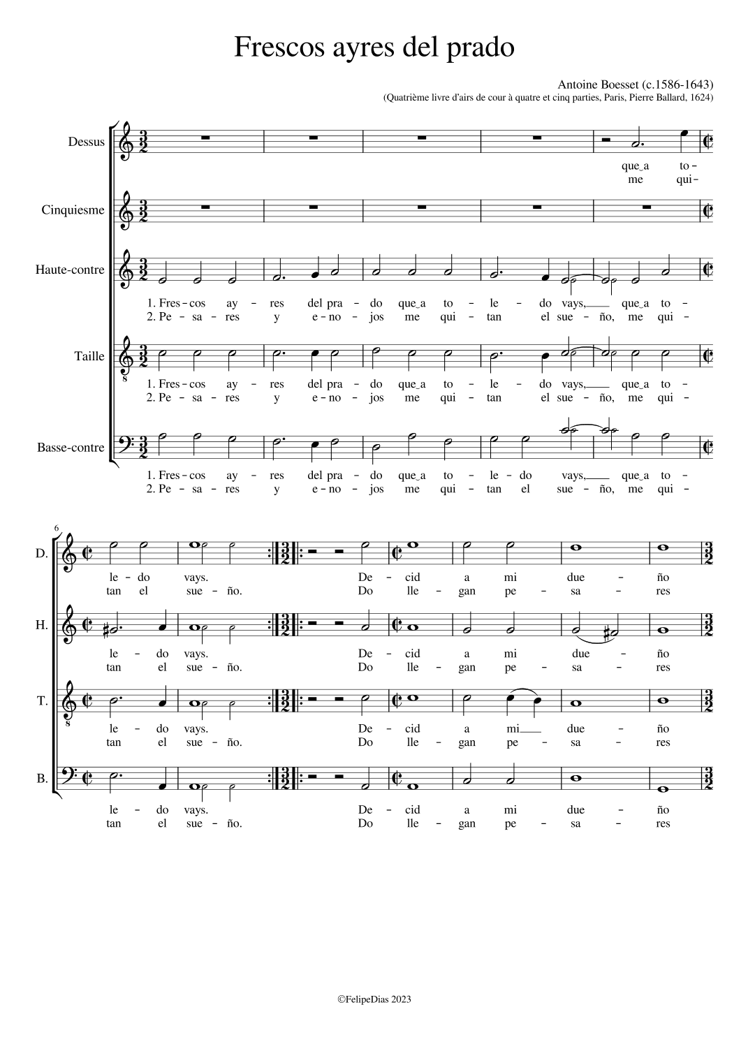 Frescos ayres del prado (arr. Early Music Scores)