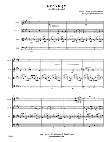 O HOLY NIGHT - unaccompanied STRING QUARTET (arr. Glen Poehlmann)