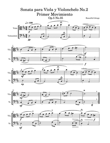 Sonata para Viola y Violonchelo No.2(Primer movimiento)-Beautiful things Op.5 No.35
