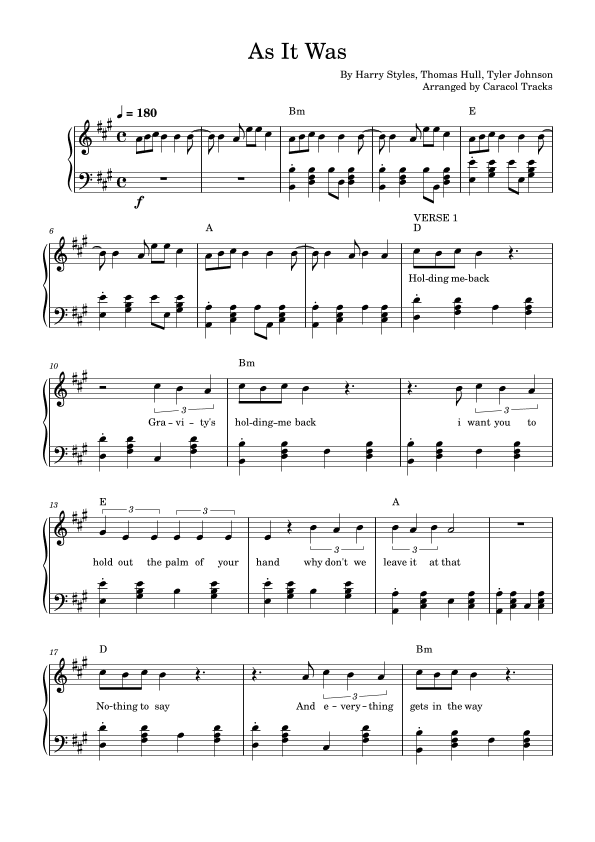 As It Was (arr. Caracol Tracks)