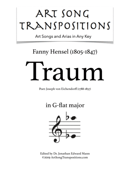 HENSEL: Traum (transposed to G-flat major) (arr. ArtSongTranspositions.com)